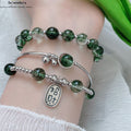 Grüner Phantom Quarz Armband mit 925 Silber Glöckchen