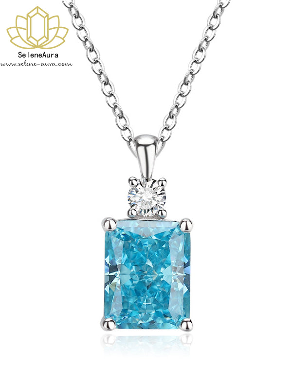 Silber Parfumflakon Halskette | Eisblumen-Schliff Zirkonia | Edles Rechteck-Anhänger