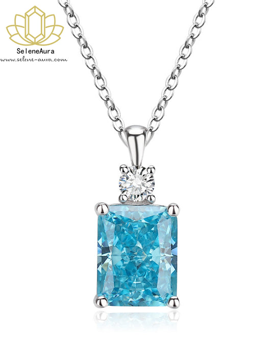 Silber Parfumflakon Halskette | Eisblumen-Schliff Zirkonia | Edles Rechteck-Anhänger