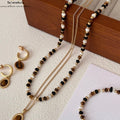 Tigerauge-Mutterperlmutt-Achat Perlenkette | Maillard Vintage Herbst/Winter | Energie Schmuck