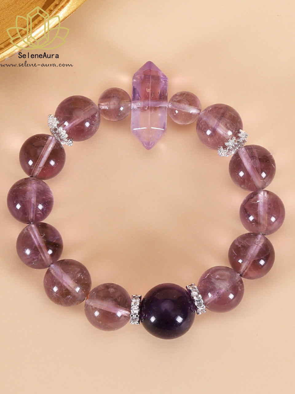 Galaktischer Amethyst Armreif｜Bolivianische Doppelspitzen + Uruguay Hauptstein｜Kronenchakra Reinigung & Erleuchtung