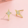S925 Sterling Silber Meteor Ohrringe – Minimalistisches Kreuz & Stern-Design