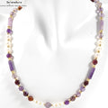Natürliche Perlen & Muschel Anhänger Kette Armband mit 6mm Amethyst Achat Perlen
