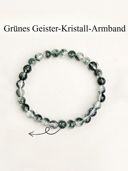 Natürlicher Grüner Phantomquarz Armband｜Holz-Element Reichtumsbringer｜Karriere-Energie Heilsteine