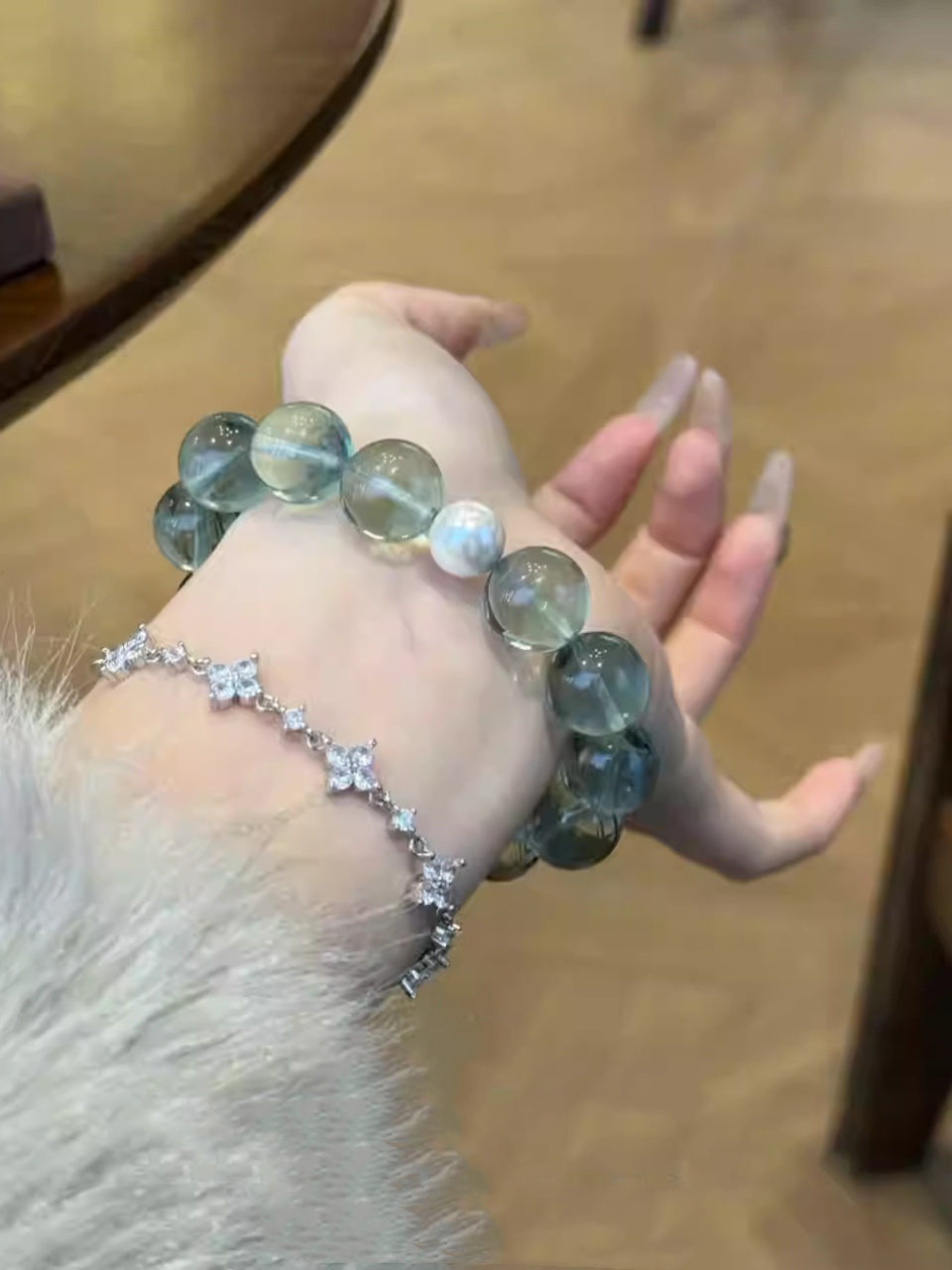 Natürliches Grünes Fluorit-Kristallarmband | Grünes Fluorit-Perlenarmband | SeleneAura  Schmuck