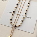 Tigerauge-Mutterperlmutt-Achat Perlenkette | Maillard Vintage Herbst/Winter | Energie Schmuck