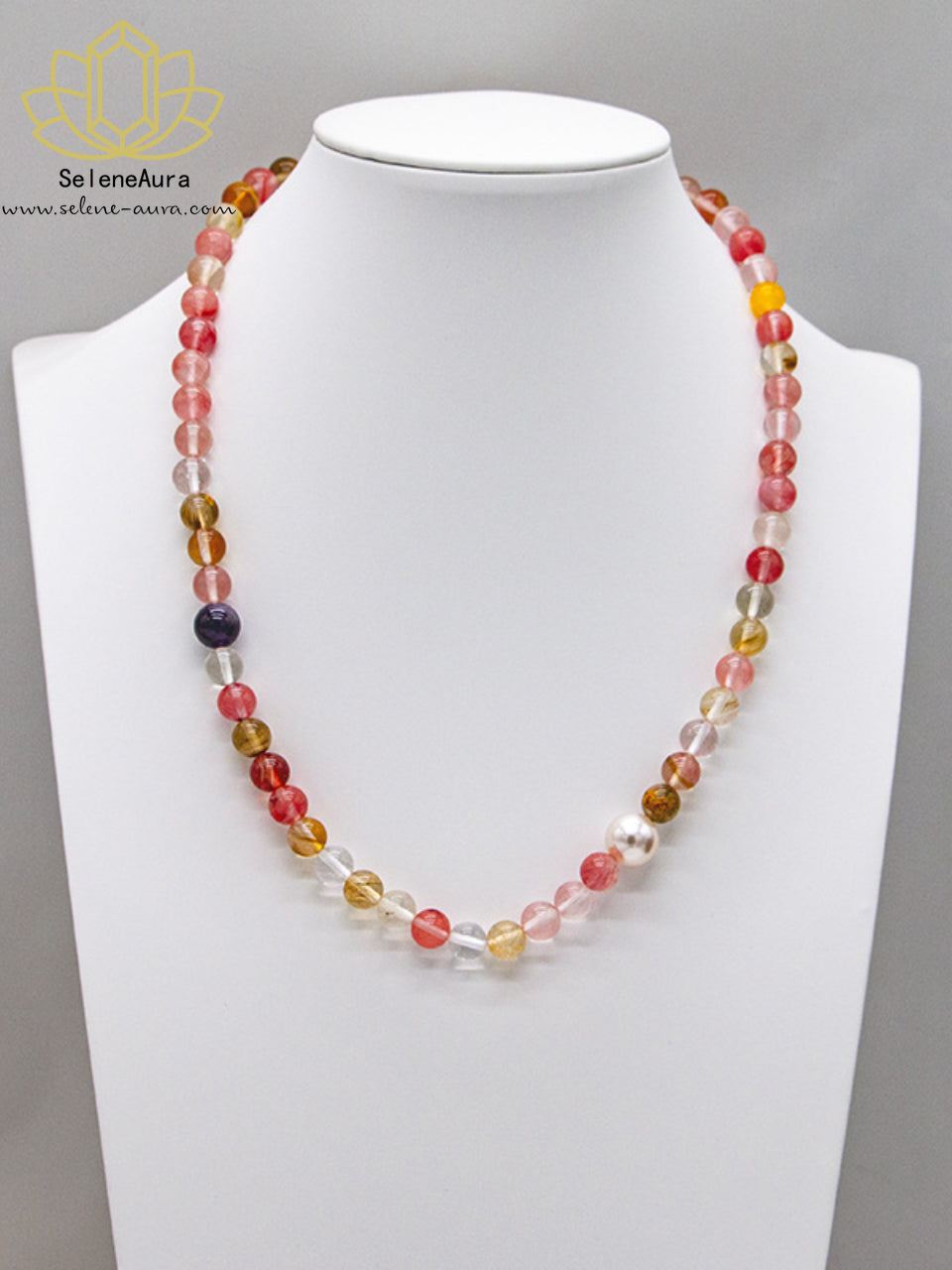 Frühlingserwachen Multistrand Armband & Halskette | Rosa Quarz + Prehnit + Bergkristall | Verstellbar