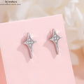 S925 Sterling Silber Meteor Ohrringe – Minimalistisches Kreuz & Stern-Design