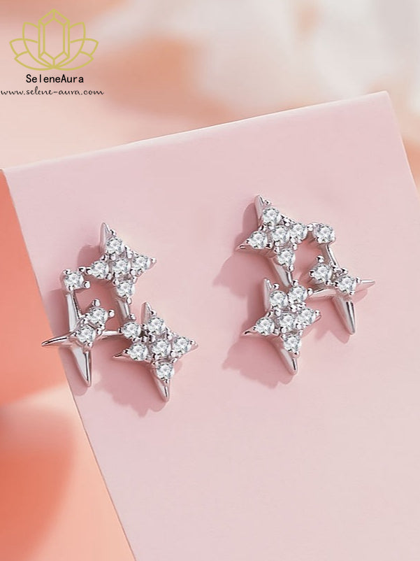 Sterne Ohrringe "Silberner Stern" | 925 Silber | Minimalistisch & Elegant