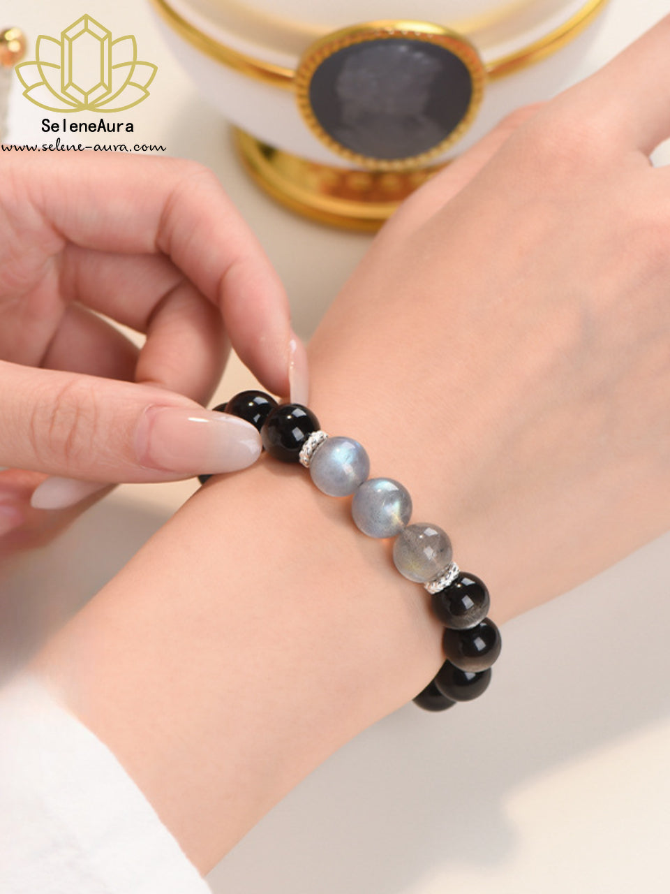 SeleneAura Armband "Nachtanker" - Natürlicher Schwarzer Obsidian
