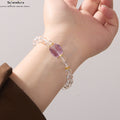 Weiß-Violett Energie Armband｜Bergkristall & Amethyst Chakra Balance｜Manifestation & Intuition