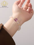Weiß-Violett Energie Armband｜Bergkristall & Amethyst Chakra Balance｜Manifestation & Intuition