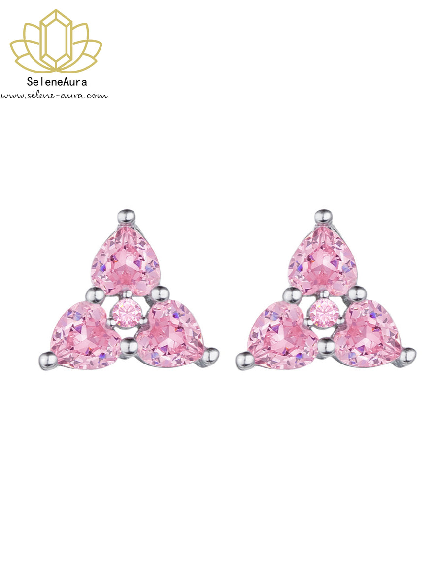 SeleneAura Mini-Dreieck Ohrstecker mit Rosa Quarz | Zart & Energiegeladen