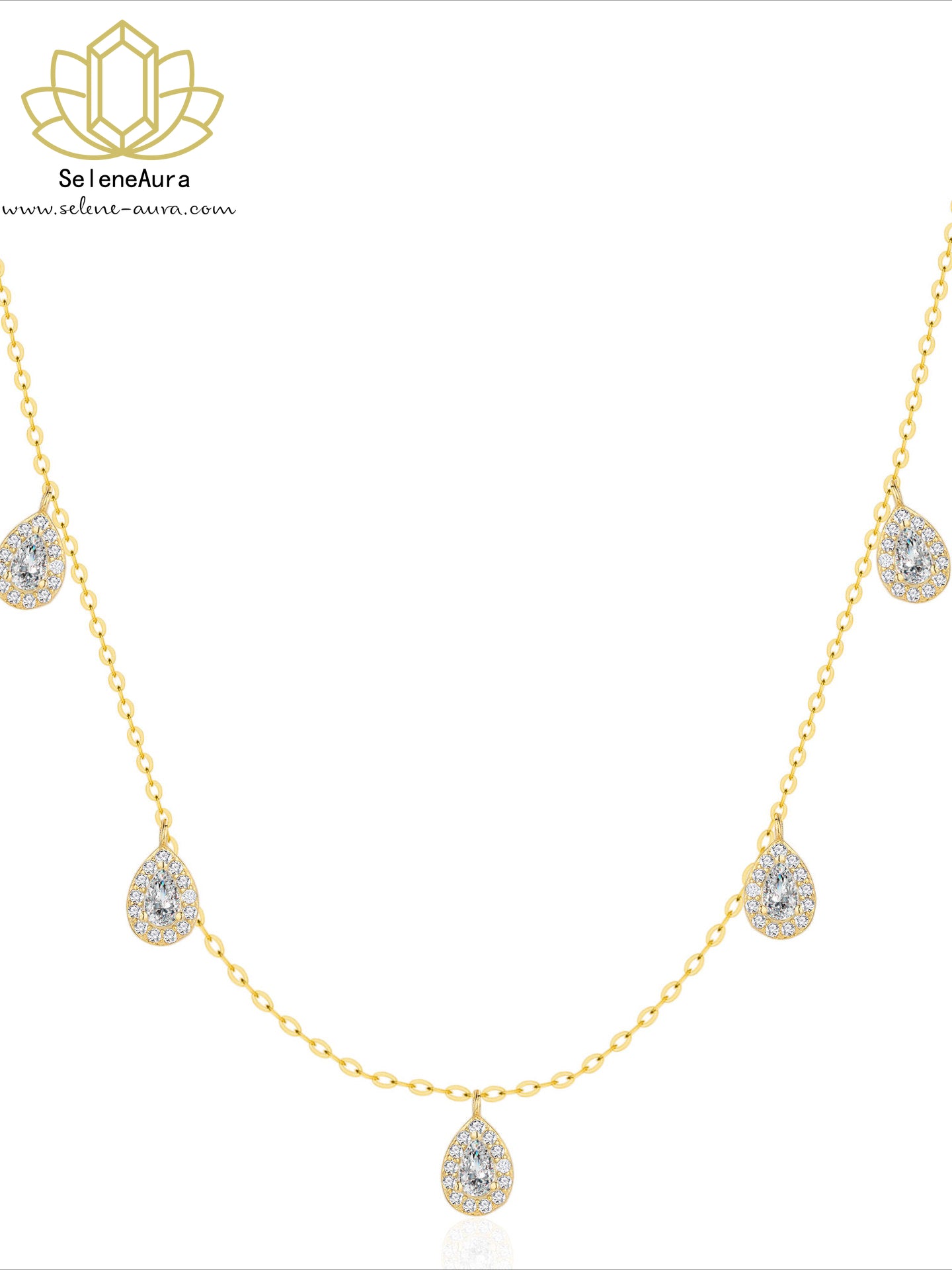 Silberne Tränken Tropfen Halskette mit Zirkonia | Elegantes Collier | SeleneAura