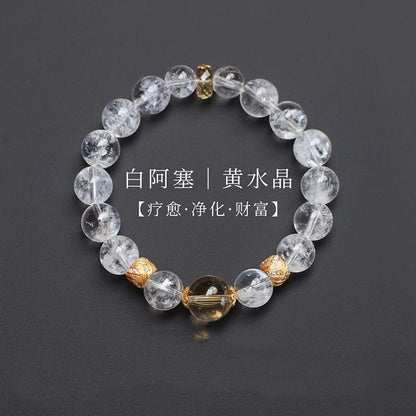 Weiße und gelbe zweifarbige Kristallketten Damenschmuck für jeden Tag Weißer Kristall-Heilschmuck