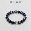 Schwarzer Obsidian + Phantom Quarz Armband