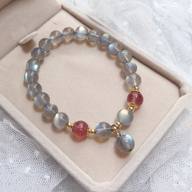 【Mondstein Energie Armband】Weißer & Grauer Mondstein Doppeldesign｜Natürlicher Heilstein Freundschaftsgeschenk