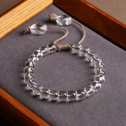 Natürliches Weißquarz Fassperlen Armband | Hanfseil verstellbar Unisex | Energie Reinigung & Spiritualität