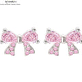 Silber Schmetterling Ohrstecker mit Pink Zirkonia & Strass
