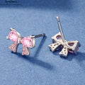 Silber Schmetterling Ohrstecker mit Pink Zirkonia & Strass