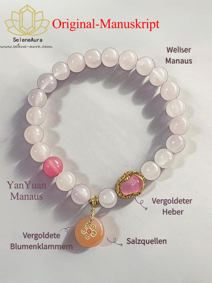 Natürliches Achat Damenarmband | YanYuan-Achat Armband | Weißer Achat-Armband mit Kalebassen-Anhänger