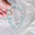 SeleneAura Naturfluorit Armband | Handmade 6-Stern Anhänger + Eisklar Perlen | Energie & Eleganz