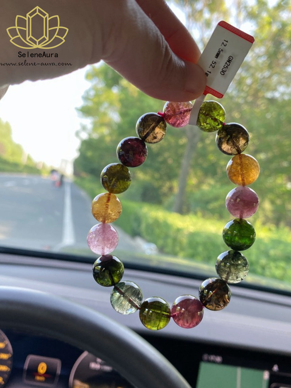 Natürlicher Regenbogen-Turmalin Armband | Große Perlen, intensive Farben | Energieausgleich