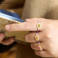 Buntes Turmalin & Perlen Ring Set  | S925 Goldplattiert |  Kristallring