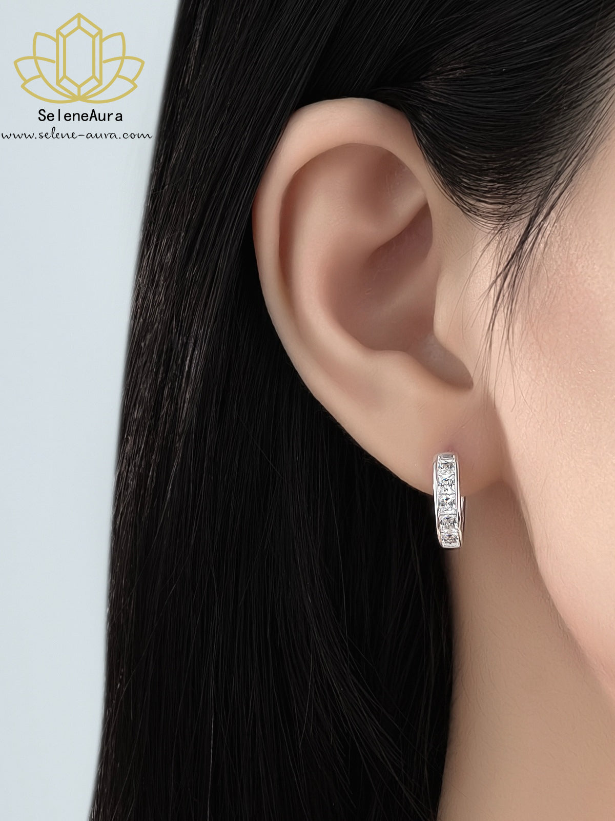 S925 Sterling Silber Würfel & Kreis Ohrclips | Schimmernder Zirkonia | Süß-Cooler Stil