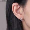 S925 Sterlingsilber Doppel-Stern Ohrringe | Koreanischer Minimalismus | Kreuzdesign