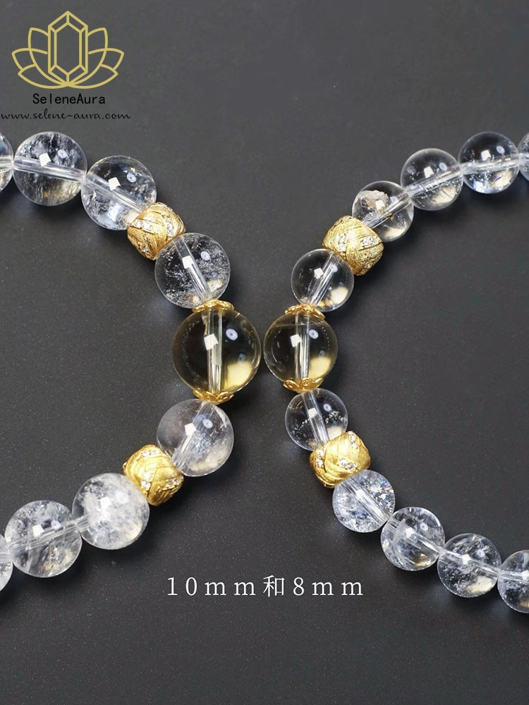 Weiße und gelbe zweifarbige Kristallketten Damenschmuck für jeden Tag Weißer Kristall-Heilschmuck