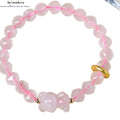 Rosenquarz Bären Armband - Facettiert  Handgefertigter Schmuck für Liebe & Harmonie