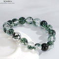 Grüner-Phantom Schmetterlings Armband | Eisklar Holz-Energie | S925 Silber-Obsidian