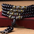 Schutz & Manifestation: 108er Obsidian Armband mit Tigerauge Mantra-Perlen