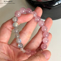 Mondrosen Armband｜Amethyst + Rosenquarz + Mondstein + Erdbeerquarz｜Sanfte Mädchenenergie & Liebeszauber (Traumhaftes Schimmern)