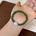Grüner Achat & Perlen Armband  | Handgefertigter Naturstein Schmuck | Herzchakra Harmonie