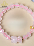 Rosenquarz Bären Armband - Facettiert  Handgefertigter Schmuck für Liebe & Harmonie