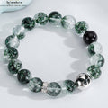 Grüner-Phantom Schmetterlings Armband | Eisklar Holz-Energie | S925 Silber-Obsidian