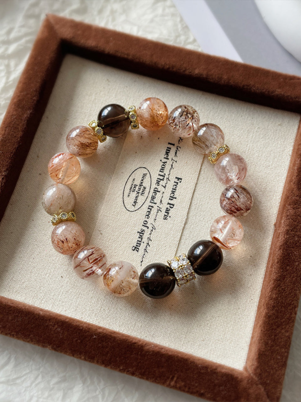 Schwarzes Gold Super7 & Rauchquarz Armband | Geometrisches Design | Unisex Energie
