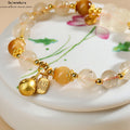Goldener Pi Xiu Armreif｜Citrin & Rutilquarz｜Modernes Chinoiserie Design | Pi Xiu Armband