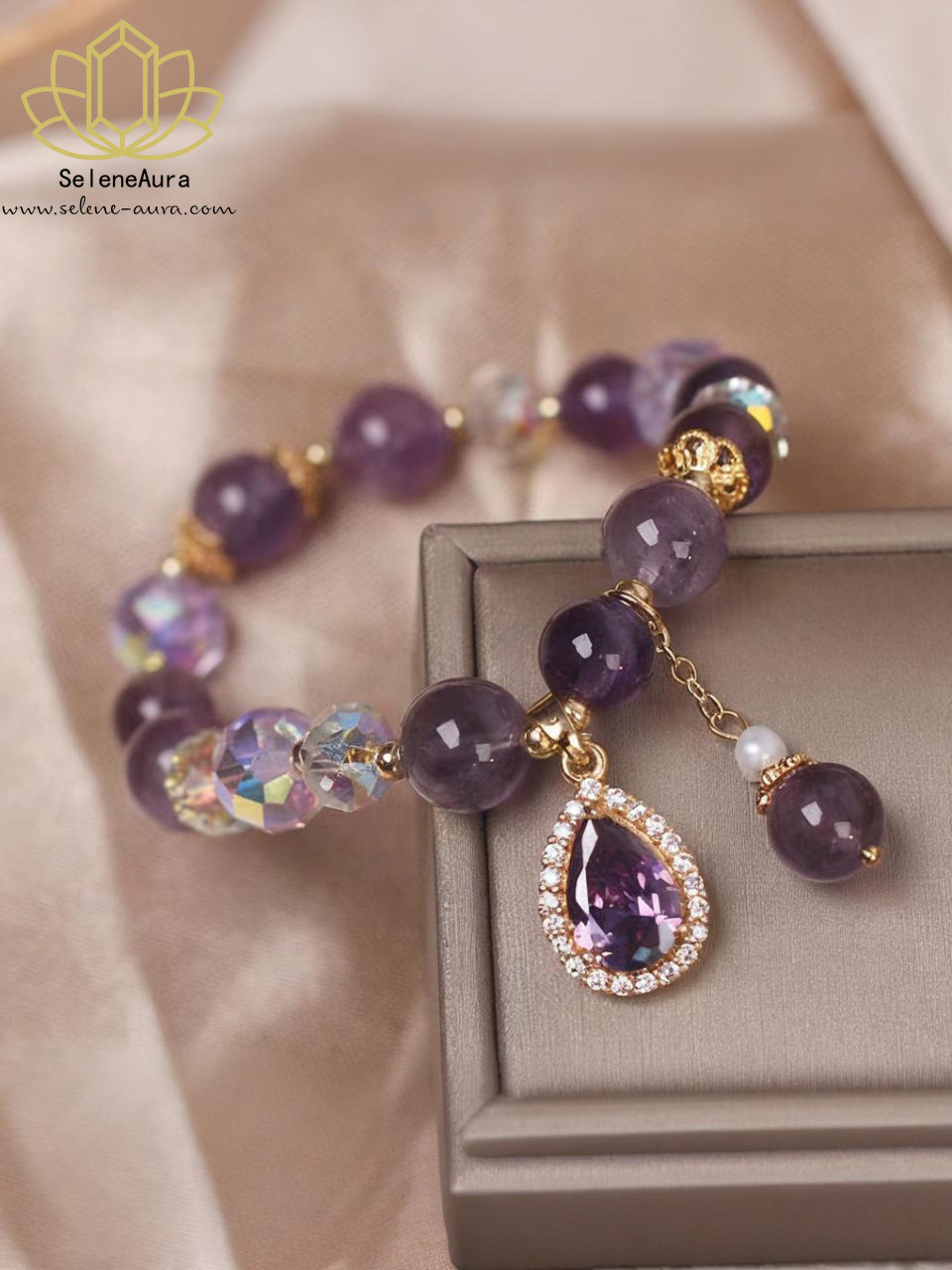 Natürliches Amethyst Armband mit Feuerenergie - Individuelles Design für Damen