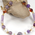 Natürliche Perlen & Muschel Anhänger Kette Armband mit 6mm Amethyst Achat Perlen