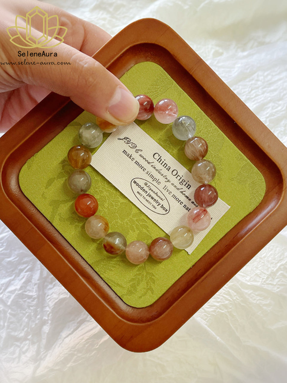Natürliches Rutilquarz Armband "Monet-Garten" | Farbverlauf Design | Unisex Energie