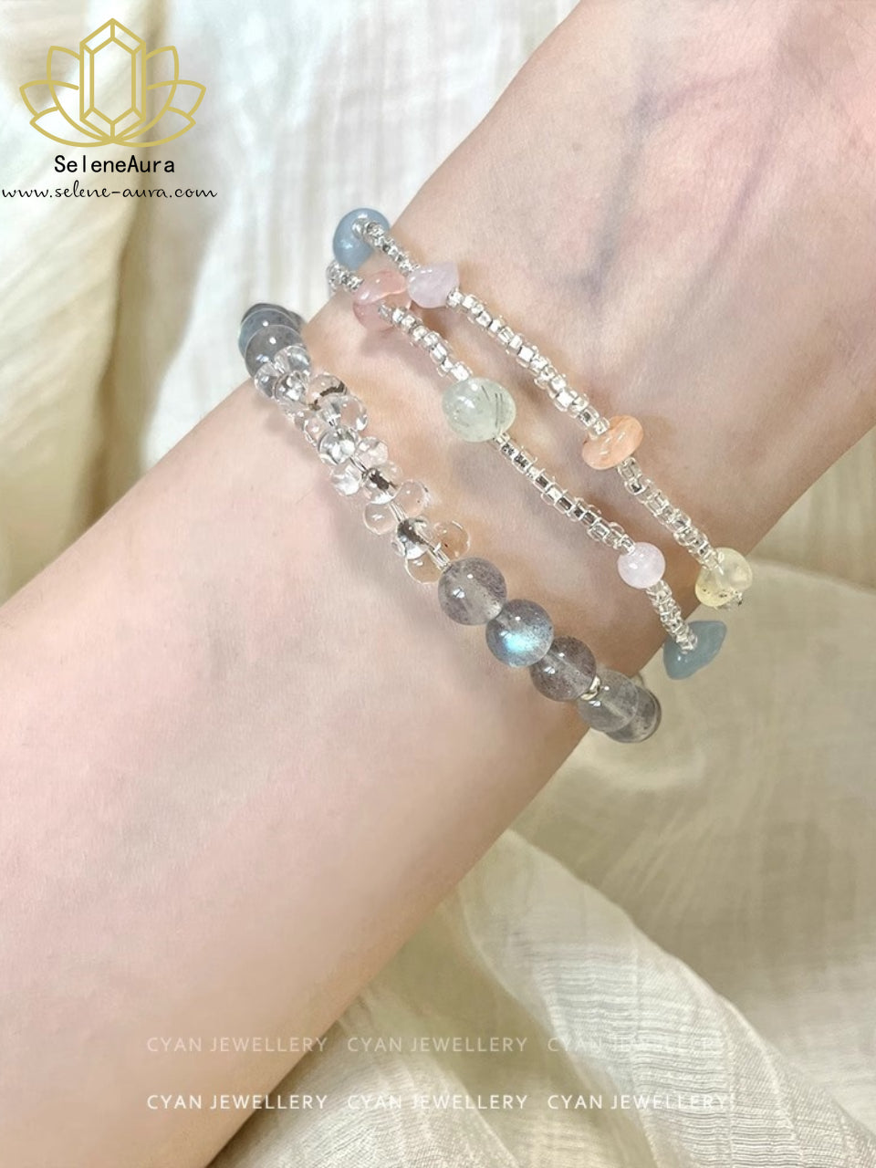 Natürlicher Graumond & Citrin Pixiu Armband Doppelte Reichtumsenergie