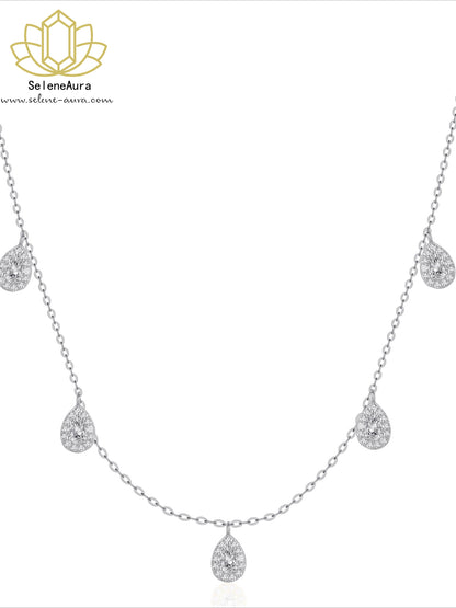 Silberne Tränken Tropfen Halskette mit Zirkonia | Elegantes Collier | SeleneAura