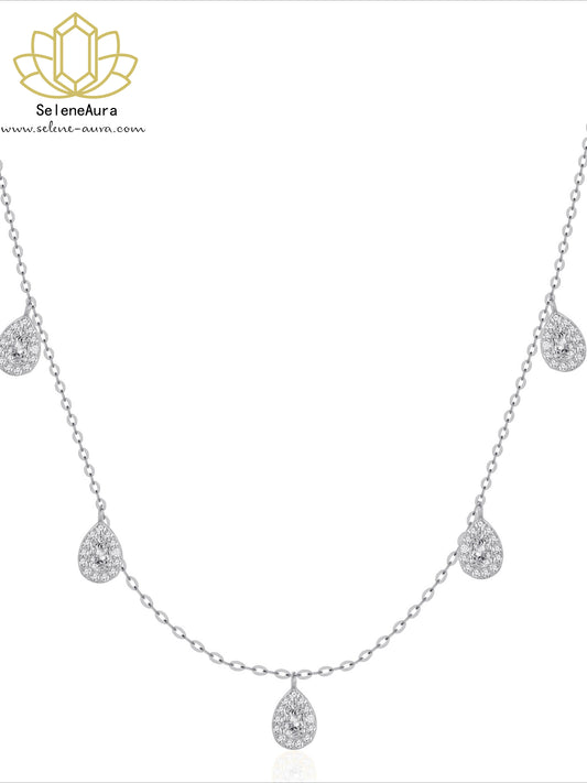 Silberne Tränken Tropfen Halskette mit Zirkonia | Elegantes Collier | SeleneAura