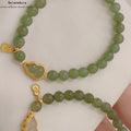 Unisex Hetian Jade Armband  mit 925 Gold & Glückskalebasse