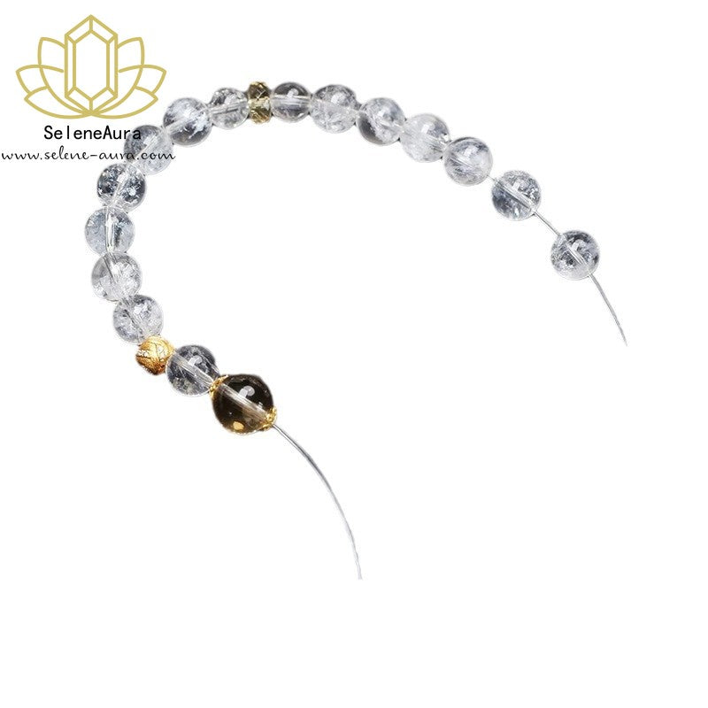 Weiße und gelbe zweifarbige Kristallketten Damenschmuck für jeden Tag Weißer Kristall-Heilschmuck