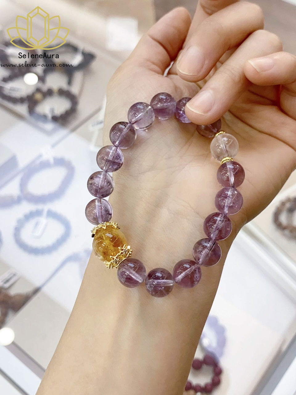 Amethyst & Citrin Armband｜Feuerenergie Chakra Schmuck｜Heilsteine für Reichtum & Schutz