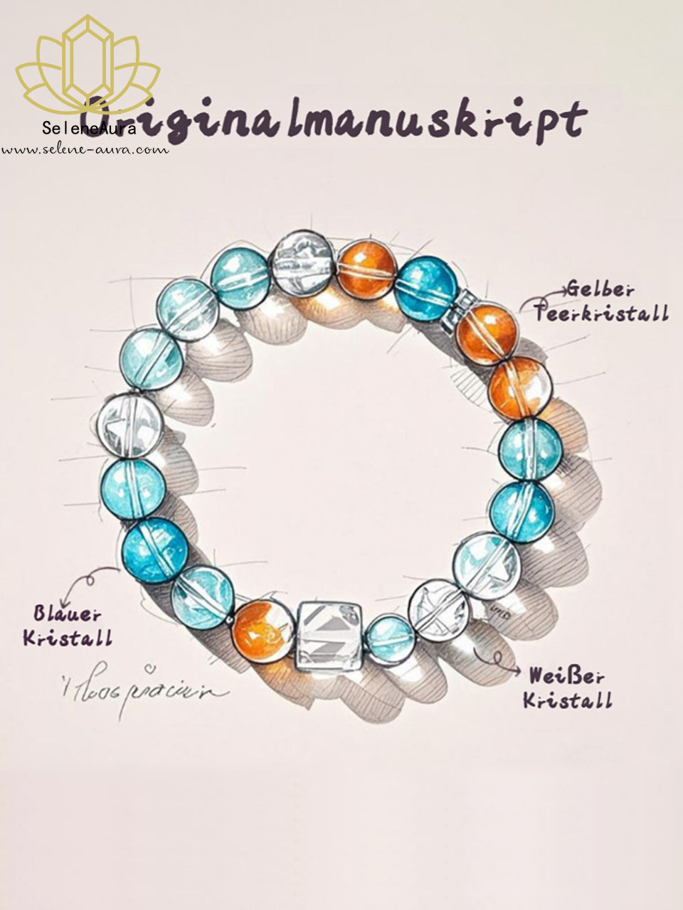 Drachenprinz Ao Bing Armband | Blauer Kristall & Gelber Turmquarz | Tierkreis-Energie für Schutz